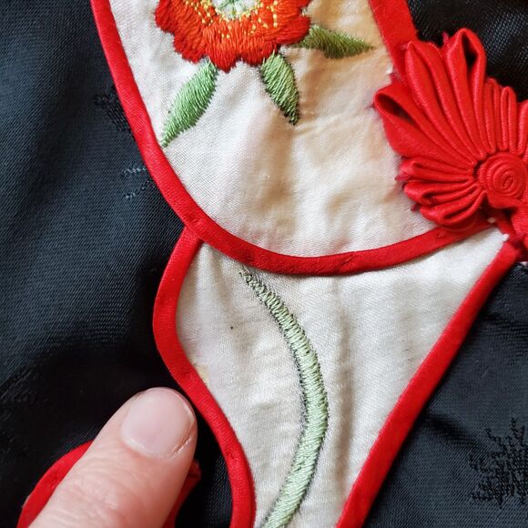 NEW Vintage 70s Golden Bee Chinese Black Silk Jacket - Picture 7 of 9